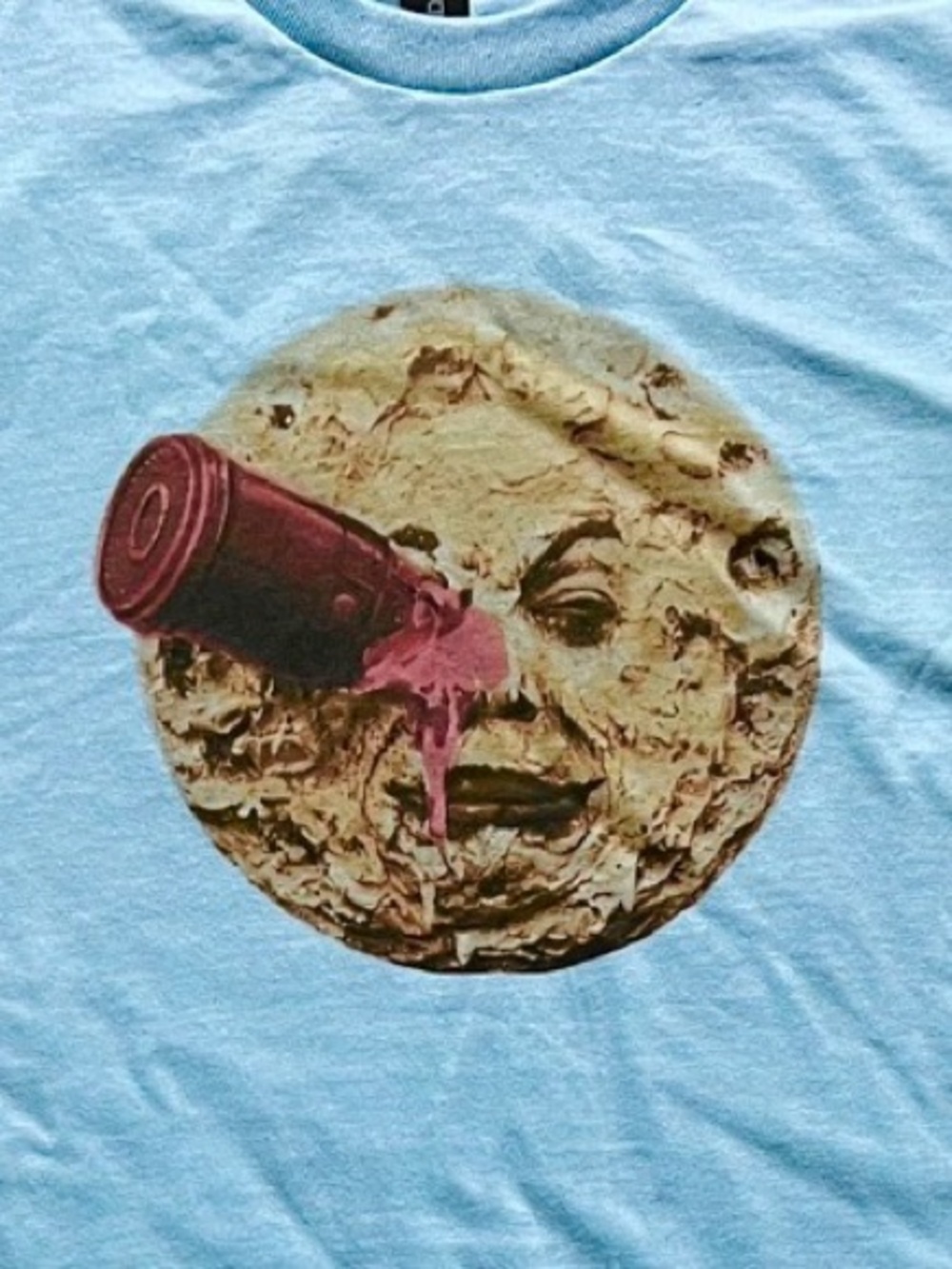 Trip to Moon color blue size Large Unisex T-shirt